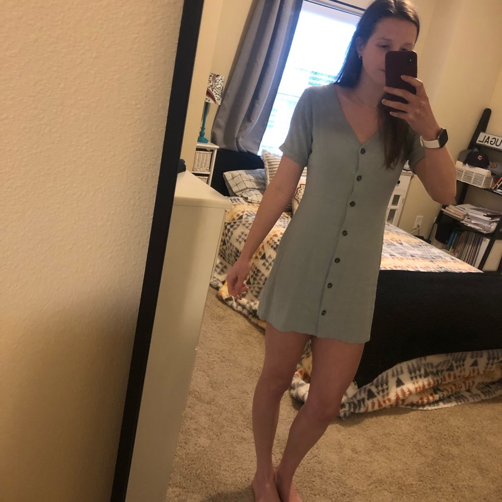 Light blue button up dress